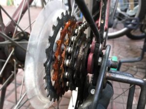 Rostige Ritzel am Rad